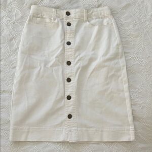 Draper James Classic White Button-Front Denim Skirt